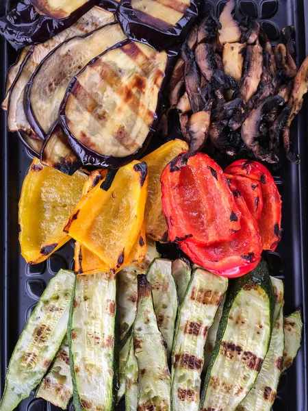 Tray Filled Assorted Grilled Vegetables Stock Picture