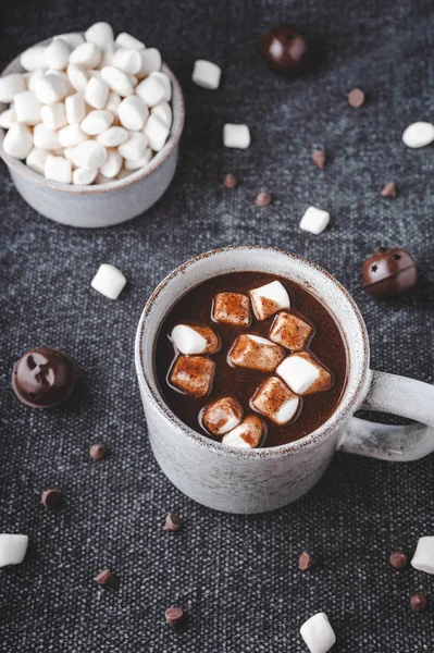 Hot carob drink topped with marshmallows, a caffeine free alternative to chocolate.