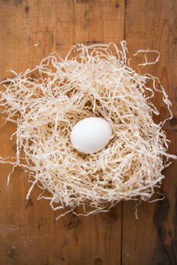Saman içinde beyaz yumurta