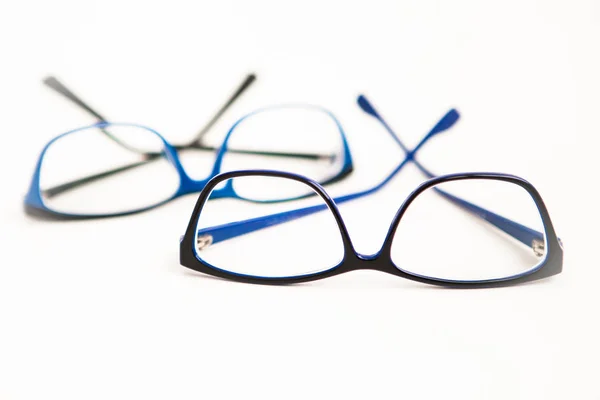 Brille Brille Blauen Rahmen Auf Weißem Hintergrund — Stockfoto