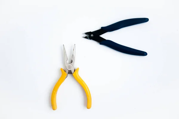 Blue Yellow Nippers White Background — Stock Photo, Image