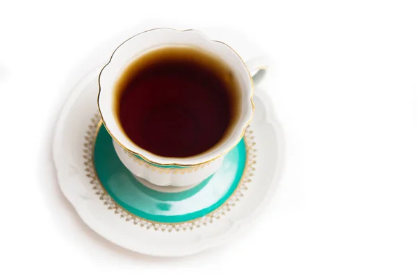 Hint Yeşil Fincan Çay Beyaz Arka Plan Üzerinde Beyaz Izole — Stok fotoğraf