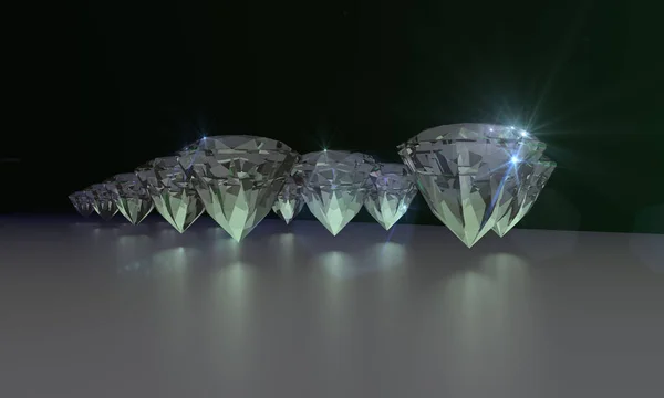 3D Background of cool diamonds sparkling in the dark