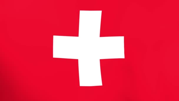 Швейцарский Флаг Размахивающий Ветром — стоковое видео