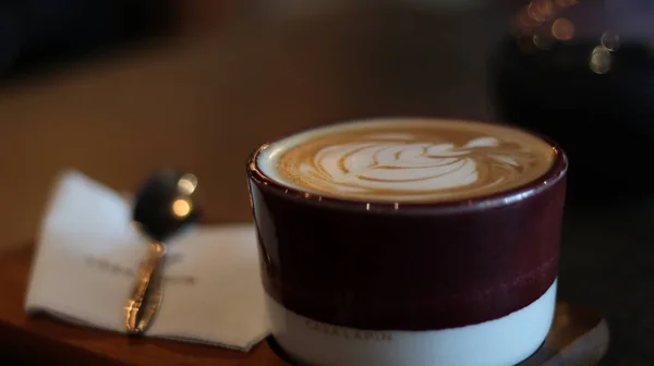 Latte coffee is popular among people in coffee shops