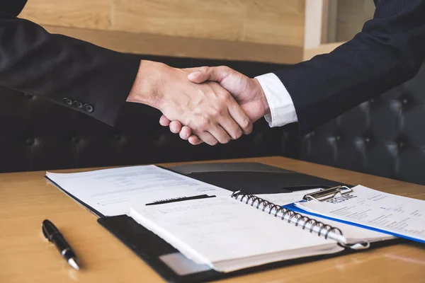 Successful Job Interview Boss Employee Shaking Hands Negotiation Interview Career — Stock Photo, Image