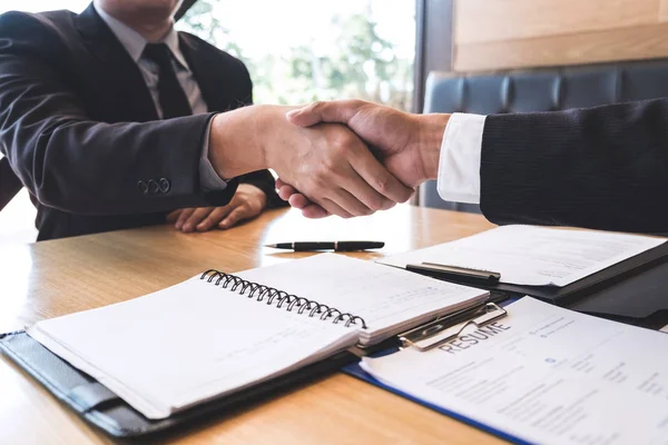 Successful Job Interview Boss Employee Shaking Hands Negotiation Interview Career — Stock Photo, Image