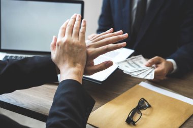 Rüşvet ve yolsuzluk kavramı, iş Anti dostum reddeden ve para banknot sözleşmesi sözleşme bir yatırım anlaşma kabul etmek için işadamları sunulan almazsınız.