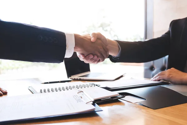 Successful Job Interview Boss Employee Shaking Hands Negotiation Interview Career — Stock Photo, Image