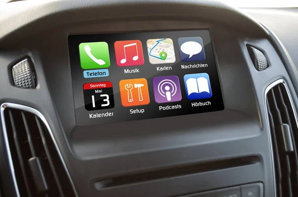 Dashboard display in a car with selfmade apps
