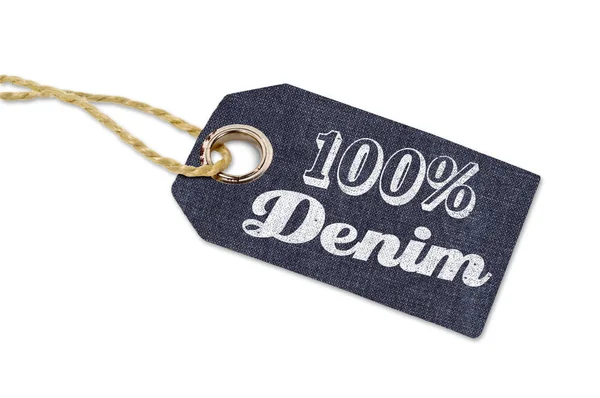 Tag Etichetta Con 100 Jeans Denim — Foto Stock