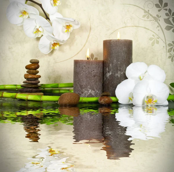 Wellness Spa Con Fiori Acqua Candele — Foto Stock