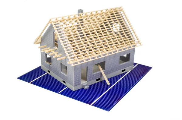 House Construction Plan Solar Panel Planning — Stock Photo, Image