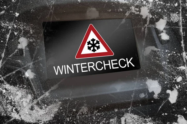 Armaturenbrettanzeige Auto Mit Wintercheck — Stockfoto