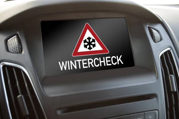 Armaturenbrettanzeige Auto Mit Wintercheck — Stockfoto