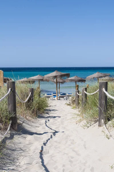 Wooden Foot Path Mediterranean Sea Spain — Stock Photo, Image