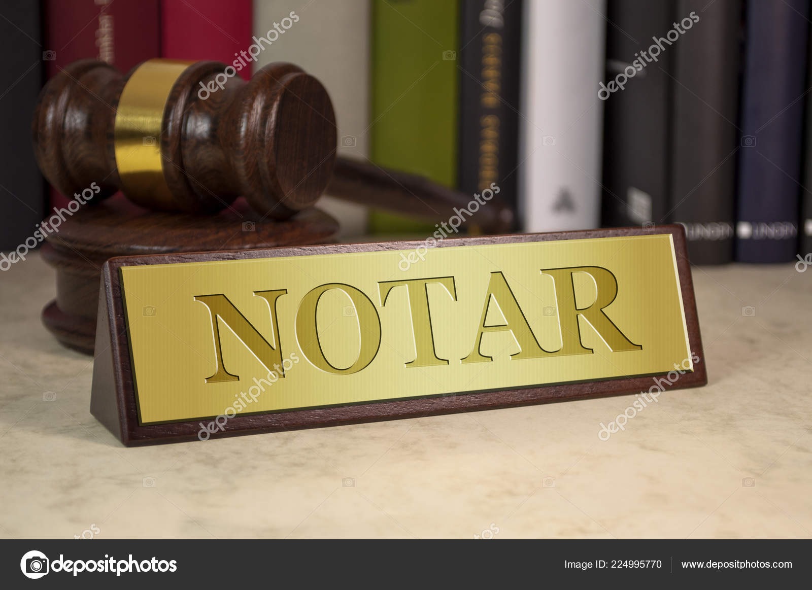 Golden Sign Gavel German Word Notary Notar — Stock Photo © stockwerk