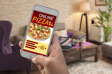 El ile internetten pizza sipariş smartphone
