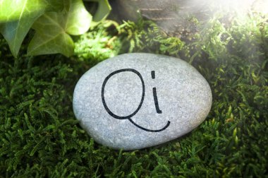 Taş Masaj, qi, reiki ormanla yosun ile gri, sakin ol