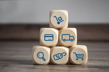 Küpleri Dices online alışveriş sembolleri ile