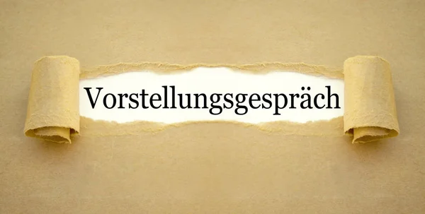 Brown Paper Work German Word Job Interview Vorstellungsgesprch — Stock Photo, Image