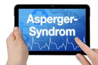Tablet computer with the german word for Asperger syndrome - Asperger Syndrom clipart