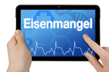 Demir eksikliği - Eisenmangel için Almanca kelime ile tablet bilgisayar