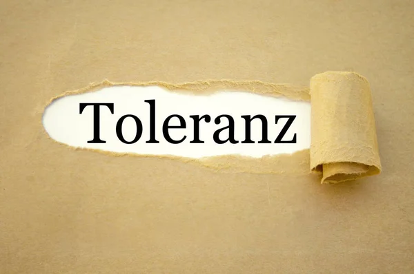 Papierarbeit Mit Dem Deutschen Wort Für Toleranz Toleranz — Stockfoto