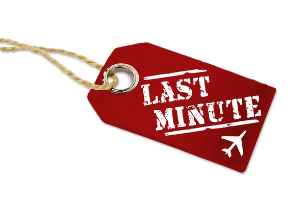 Dřevěná Pověsit Značku Last Minute Letadlo — Stock fotografie