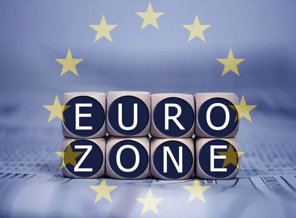 Kubussen Dobbelstenen Met Eurozone — Stockfoto