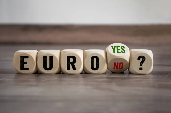 Cubes Dice Euro Yes Wooden Background — Stock Photo, Image