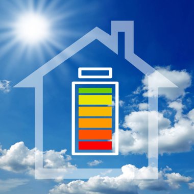 Ampul ile yenilenebilir enerji ve enerji depolama cihazı ile İllüstrasyon