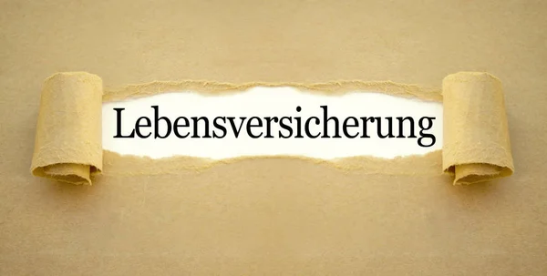 Hayat Sigortası Poliçesi Için Almanca Kelime Ile Brown Kağıt Çalışma — Stok fotoğraf
