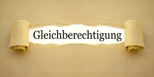 Brown paper work with the german word for equality - gleichberechtigung
