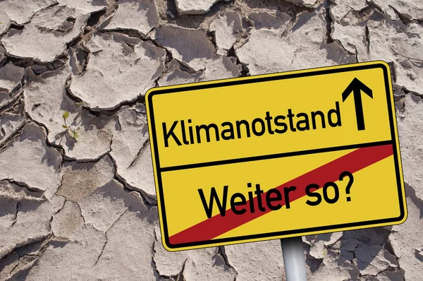 Verkehrsschild Mit Co2 Steuer Und Klimawandel Klimawandel Auf Dem Trockenen — Stockfoto