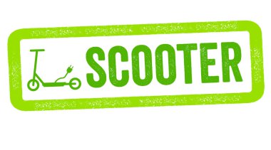E-Scooter beyaz arka plan üzerinde izole yeşil İllüstrasyon