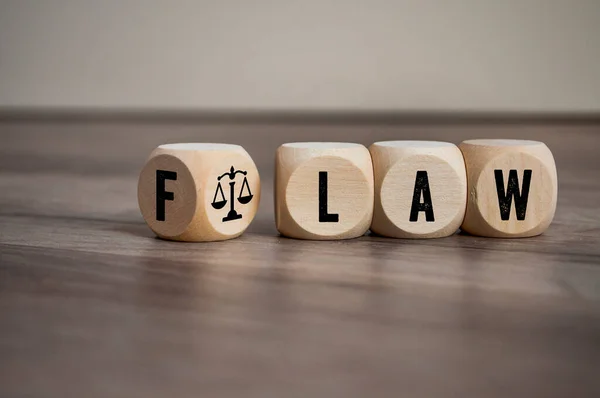 Cubes Dice Flaw Law Wooden Background — Stock Photo, Image