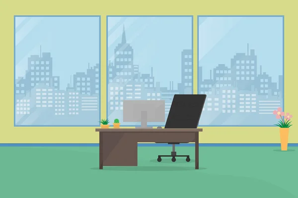 Tablo ve computer.vector ve illüstrasyon iç ofis business.indoor arka plan
