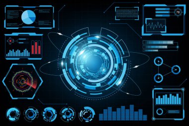 Fütüristik arka plan. Gelecekteki tema kavramı arka plan. Veri tablosu, grafik, paneli dijital concept.vector ve illüstrasyon