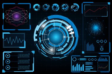 HUD paneli UI Business.Futuristic soyut teknoloji background.icon sembolü circuit.vector ve illüstrasyon