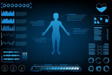 Vücut bilgi fütüristik tasarım konsepti. Grafik analiz beden ve information.vector ve illüstrasyon için