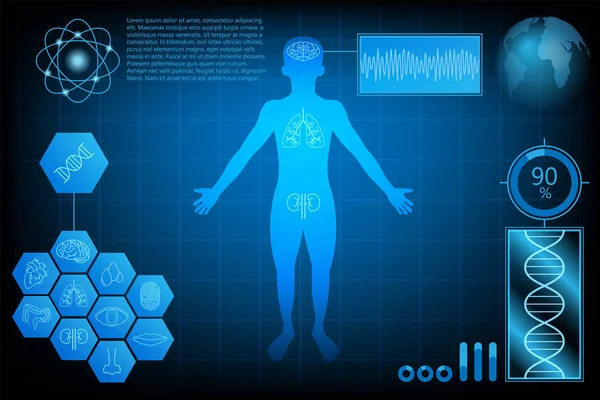 Vücut bilgi fütüristik tasarım konsepti. Grafik analiz beden ve information.vector ve illüstrasyon için