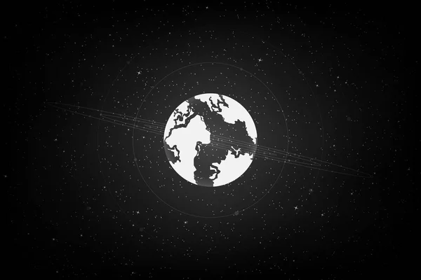 Evren gezegen soyut siyah beyaz kavram. Starry.vector ve illüstrasyon Earth gezegen arka plan