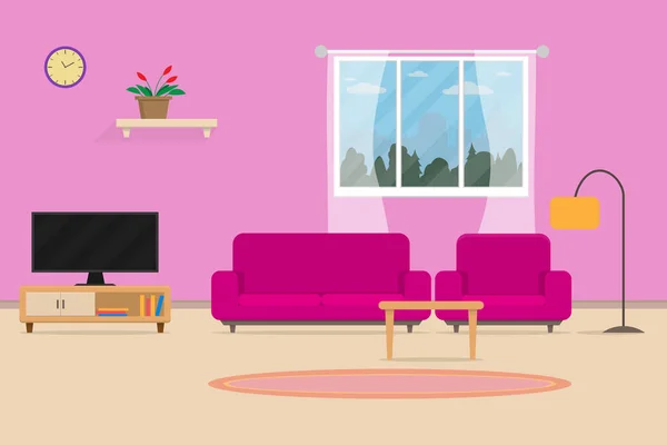 Interior Sala Estar Moderno Estilo Acogedor Lujo Con Muebles House — Vector de stock