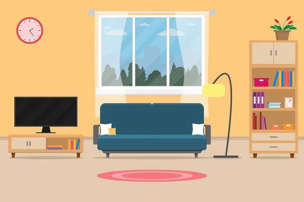 İç oturma odası mobilya house.vector ve illüstrasyon ile modern rahat ve lüks stil