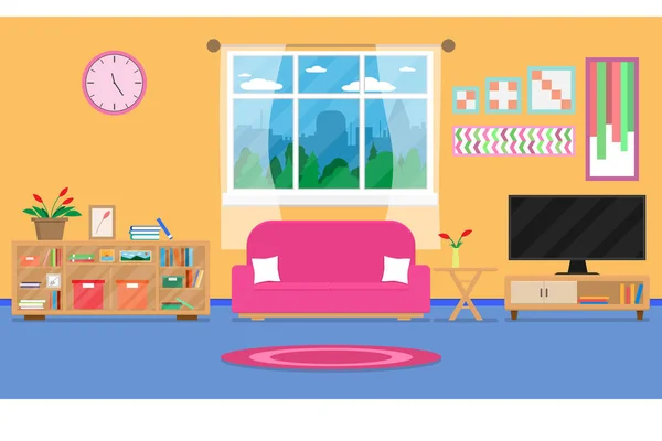 İç oturma odası mobilya house.vector ve illüstrasyon ile modern rahat ve lüks stil