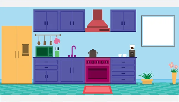 iç renkli mutfak Oda ve mutfak room.vector ve illüstrasyon.