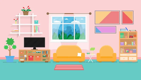 Interior Sala Estar Moderno Estilo Acogedor Lujo Con Muebles House — Vector de stock