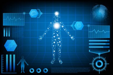 fütüristik teknoloji bilim kavramı insan veri sağlık digital.vector ve illüstrasyon soyut