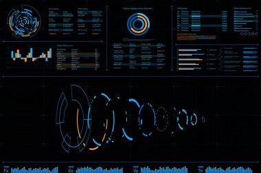 HUD panel UI Iş. Futuristik soyut teknoloji arka plan. Vektör ve Illustration